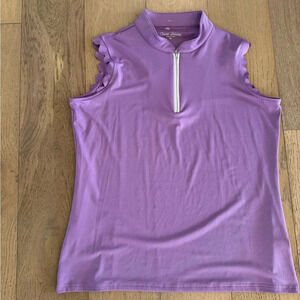 Court Haley Womens Scalloped Polo Purple Medium